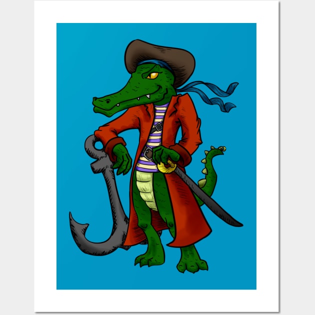 Alligator Pirate Wall Art by MarceloMoretti90